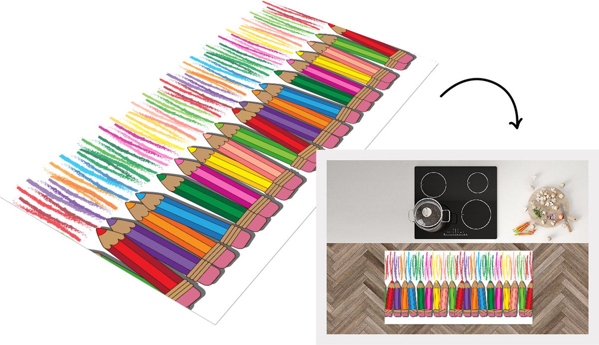 KitchenYeah Keukenloper - Loper keuken - Kleurpotlood - Patronen - Regenboog - Keukenloper vinyl multicolor, foto 6