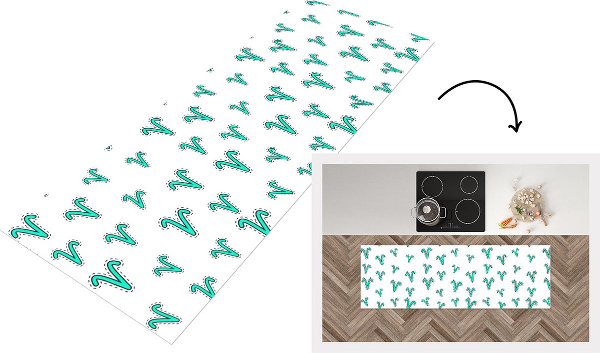 KitchenYeah Keukenloper - Loper keuken - Ram - Zodiac - Design - 150x50 cm - Keukenloper vinyl Multicolor