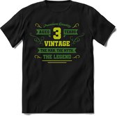 3 Jaar Legend - Feest cadeau kinder T-Shirt Jongens - Groen - Perfect Verjaardag Cadeau Shirt - grappige Spreuken, Zinnen en Teksten. Maat 104