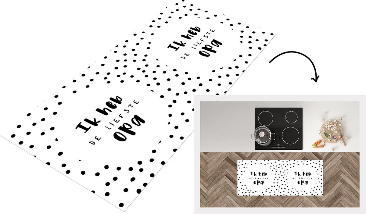 KitchenYeah Keukenloper - Loper keuken - Stippen - Quotes - 'Ik heb de liefste opa' - Spreuken - 120x50 cm - Keukenloper vinyl Multicolor