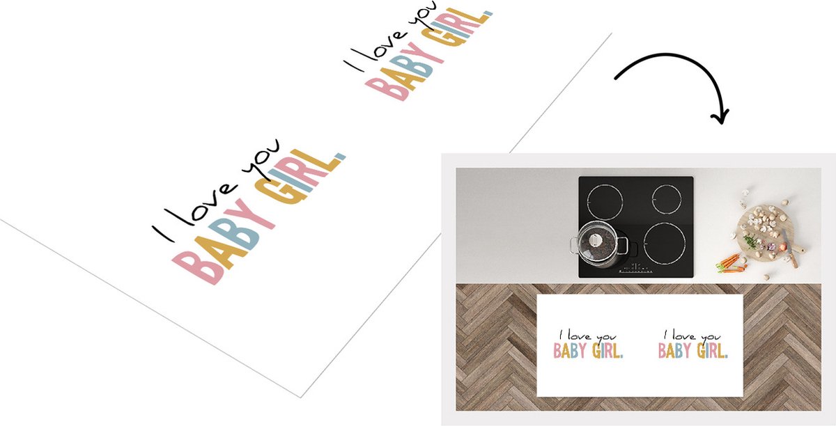 KitchenYeah Keukenloper - Loper keuken - Quotes - I love you Baby Girl - Dochter - Regenboog - Spreuken - 120x60 cm - Keukenloper vinyl Multicolor