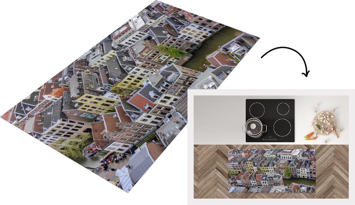 KitchenYeah Keukenloper - Loper keuken - Lucht - Utrecht - Architectuur - 120x60 cm - Keukenloper vinyl Multicolor