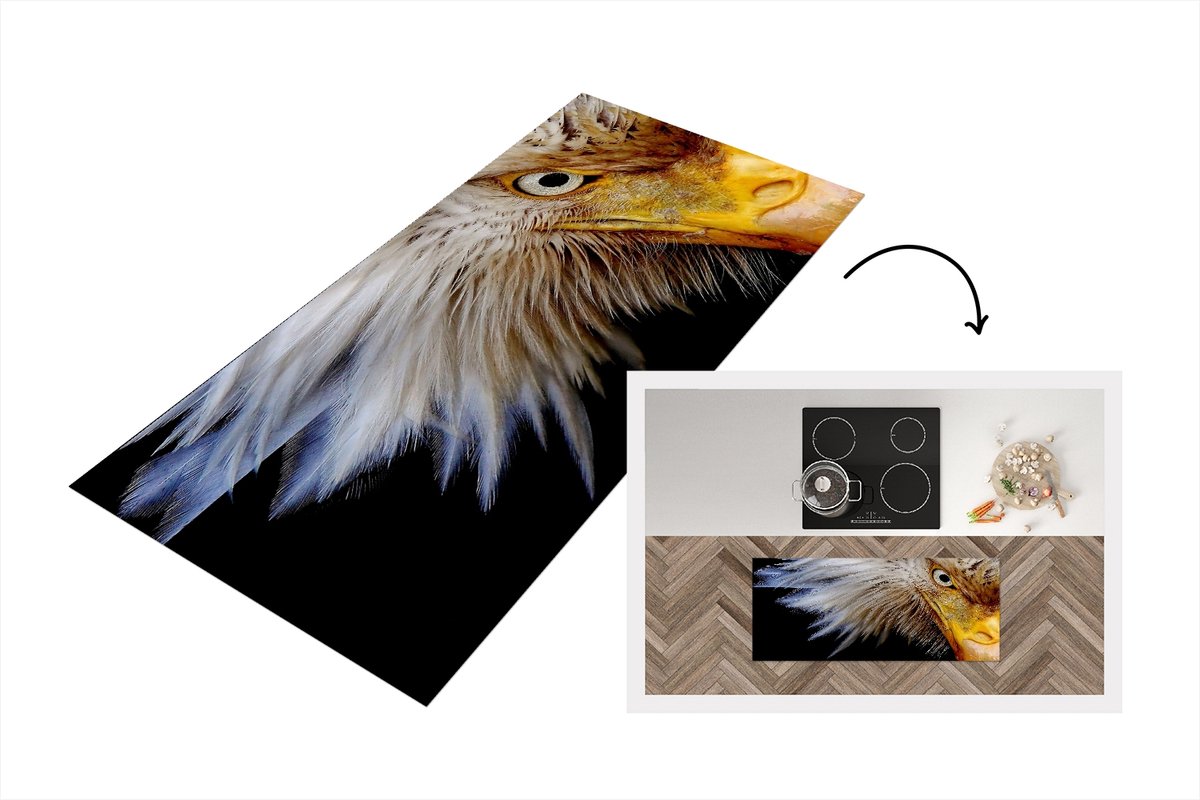 KitchenYeah Keukenloper - Loper keuken - Vogel - Oog - Snavel - 120x50 cm - Keukenloper vinyl Multicolor