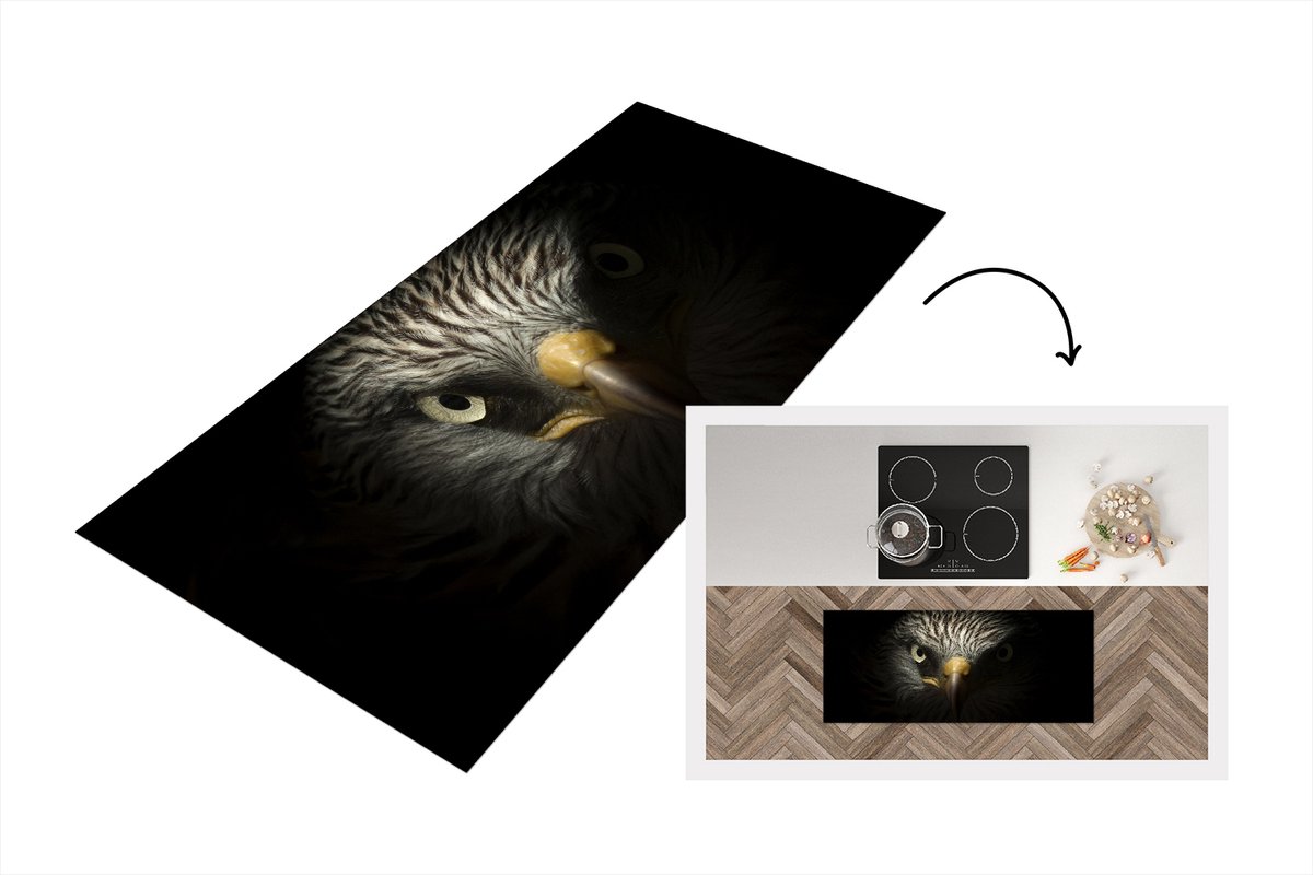 KitchenYeah Keukenloper - Loper keuken - Vogel - Oog - Snavel - Licht - 120x50 cm - Keukenloper vinyl Multicolor