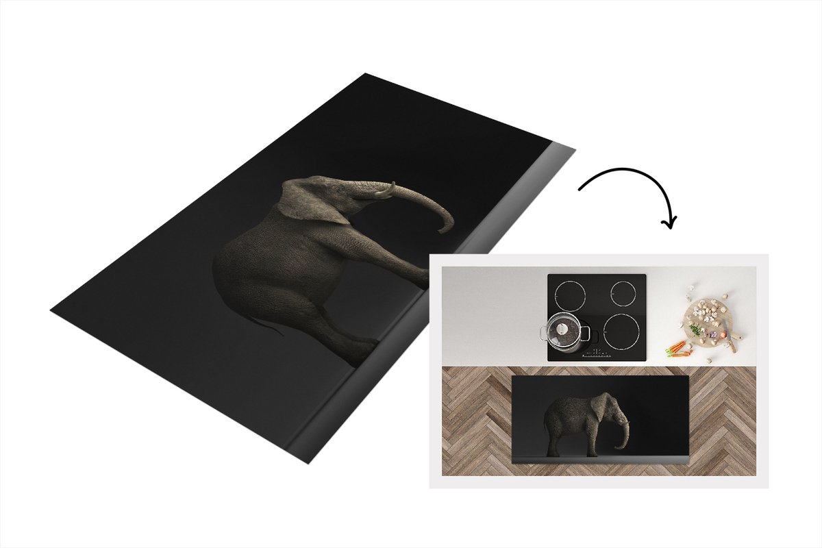 KitchenYeah Keukenloper - Loper keuken - Olifant - Dieren - Licht - 120x60 cm - Keukenloper vinyl Multicolor