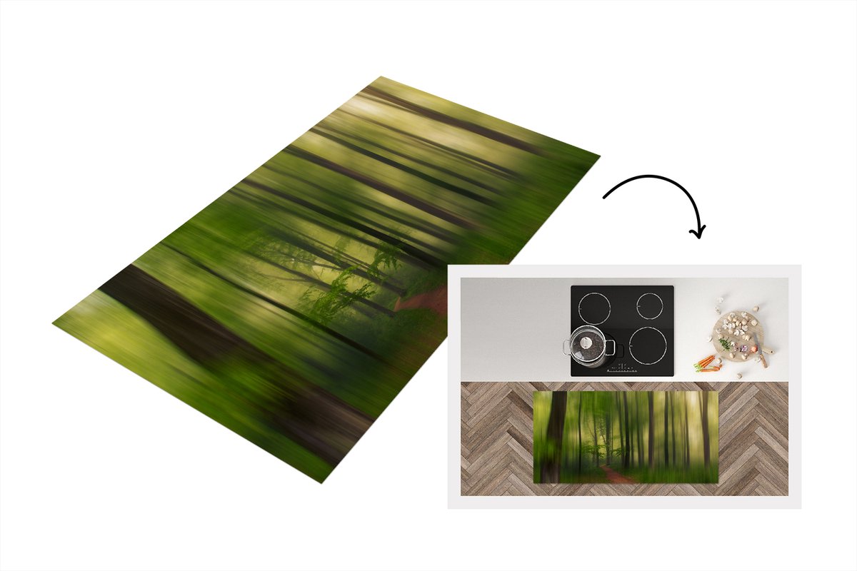 KitchenYeah Keukenloper - Loper keuken - Bospad - Tropisch - Groen - Bomen - Bos - Natuur - 120x60 cm - Keukenloper vinyl Multicolor