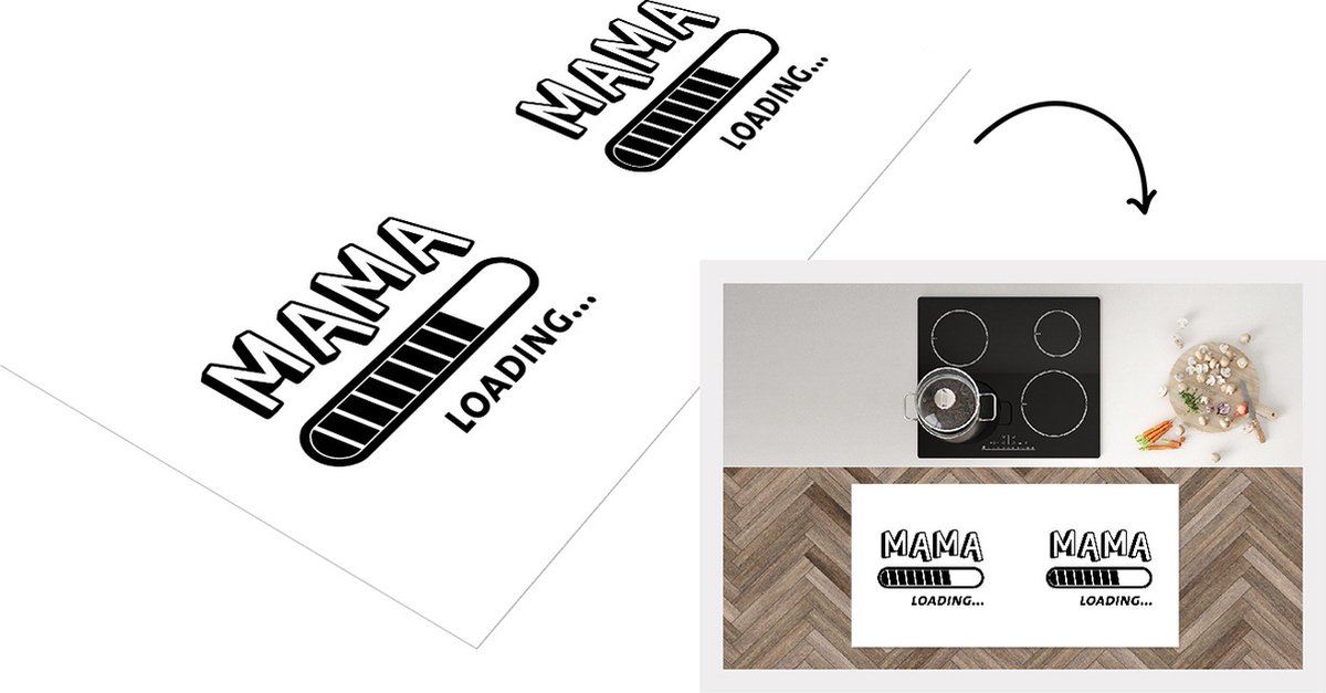 KitchenYeah Keukenloper - Loper keuken - Mama loading... - Spreuken - Quotes - Mama - 120x60 cm - Keukenloper vinyl Multicolor
