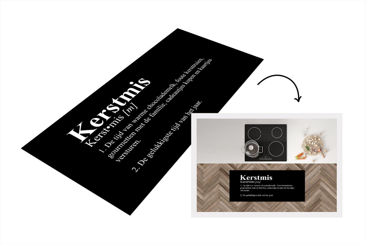 KitchenYeah Keukenloper - Loper keuken - Kerstmis definitie - Quotes - Spreuken - Woordenboek - Kerst - 120x50 cm - Keukenloper vinyl Multicolor