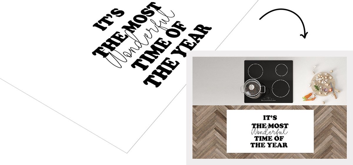 KitchenYeah Keukenloper - Loper keuken - It's the most wonderful time of the year - Kerst - Quotes -Spreuken - 120x60 cm - Keukenloper vinyl Multicolor