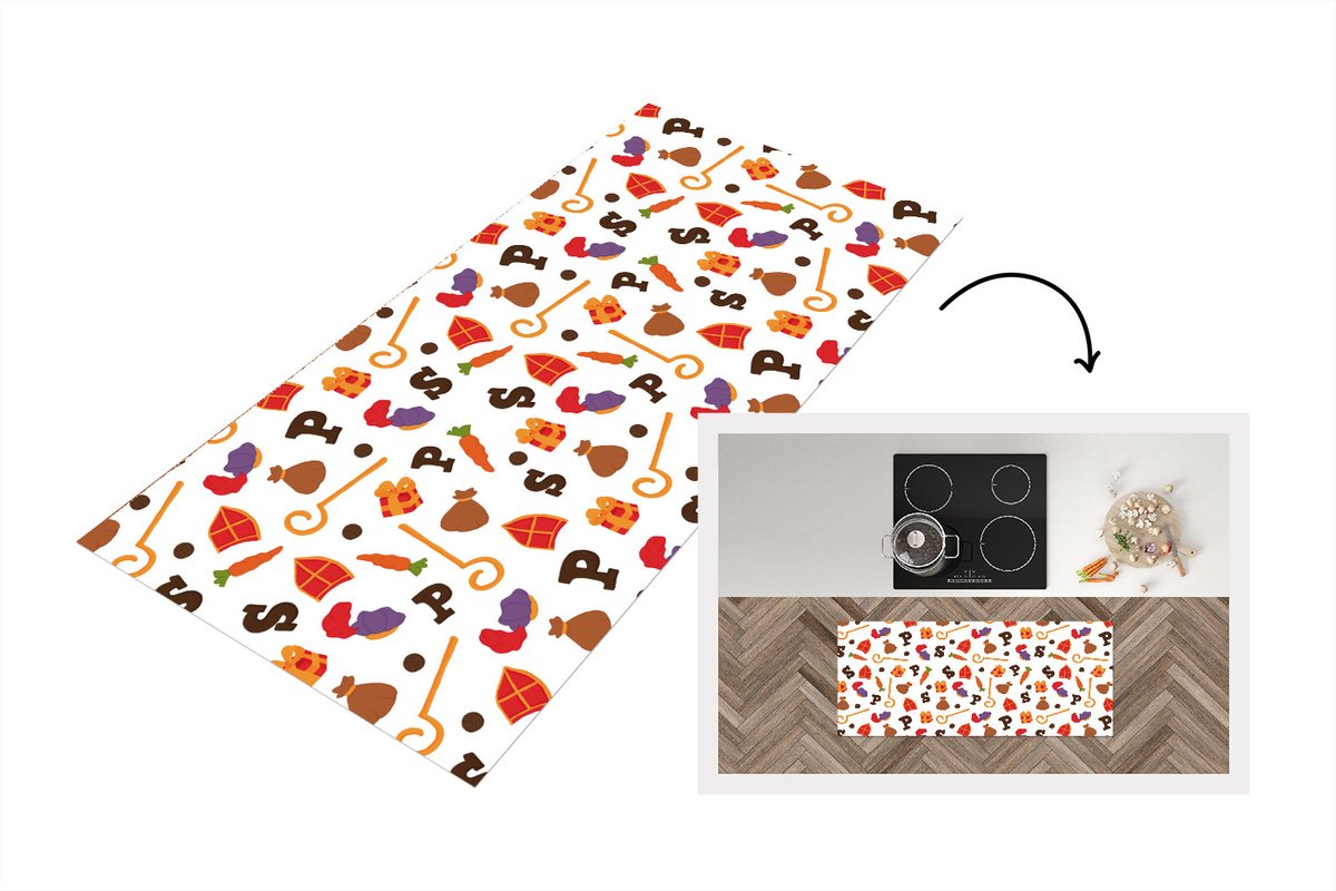 KitchenYeah Keukenloper - Loper keuken - Sinterklaas Decoratie - Sinterklaas - Sint - 120x50 cm - Keukenloper vinyl Multicolor