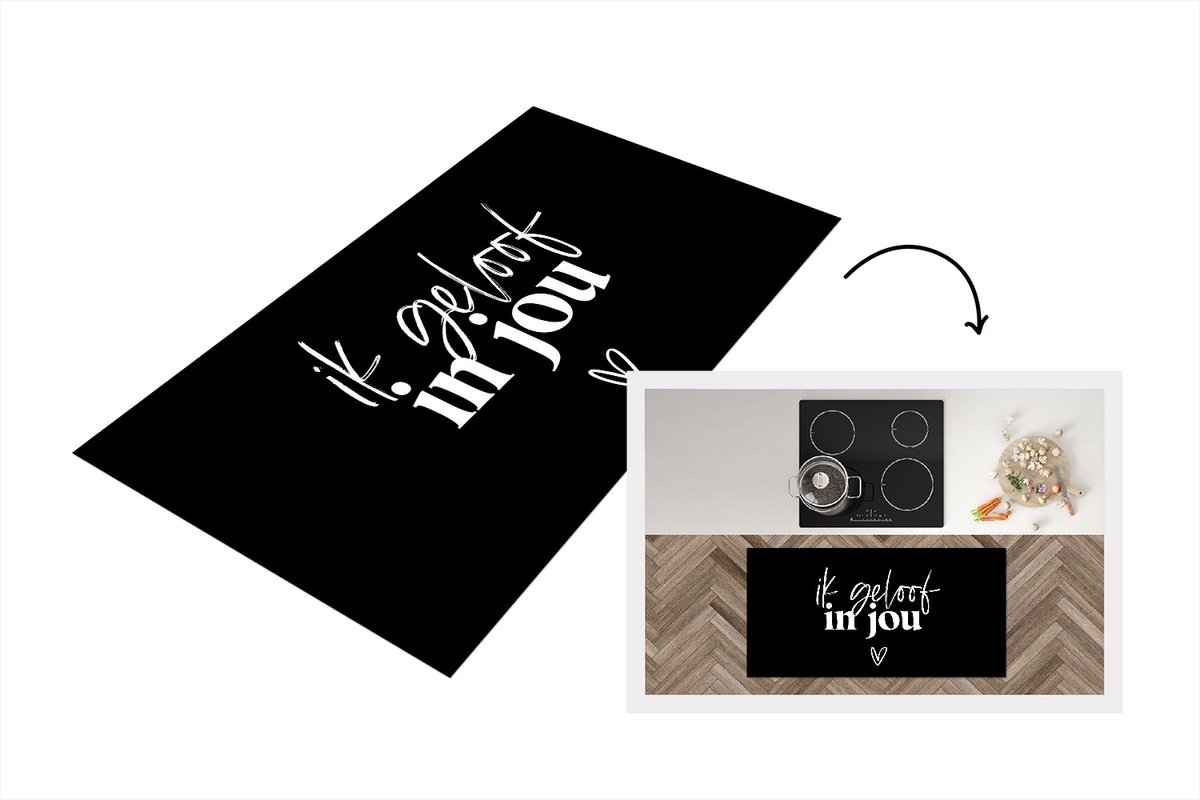 KitchenYeah Keukenloper - Loper keuken - Partner - Spreuken - Quotes - Ik geloof in jou - 120x60 cm - Keukenloper vinyl Multicolor