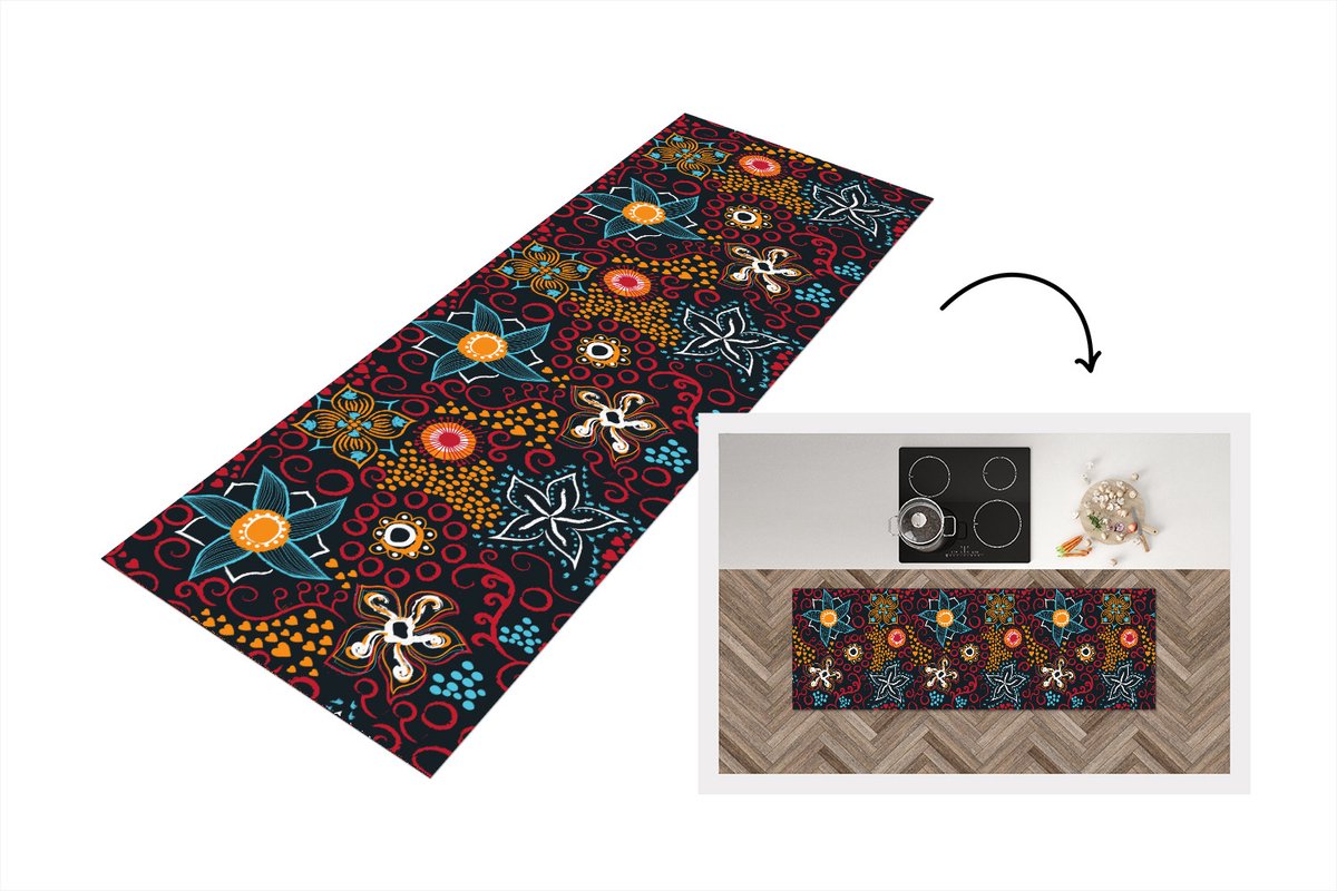 KitchenYeah Keukenloper - Loper keuken - Bloemen - Rood - Patronen - Keukenloper vinyl, foto 5