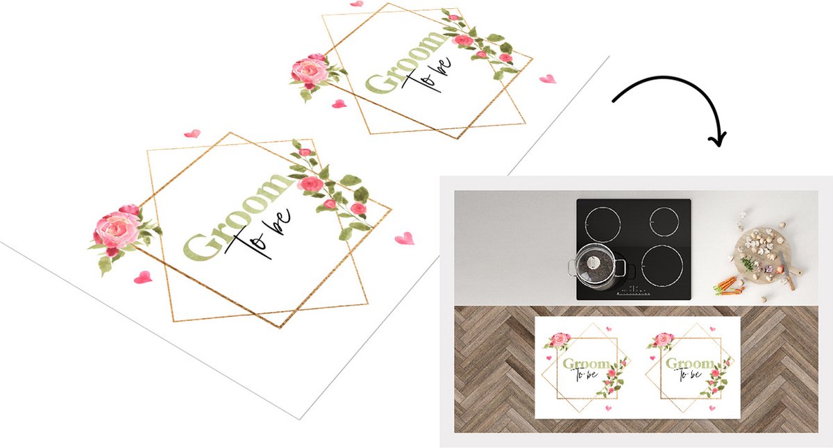 KitchenYeah Keukenloper - Loper keuken - Quotes - 'Groom to be' - Spreuken - Bloemen - 120x60 cm - Keukenloper vinyl Multicolor