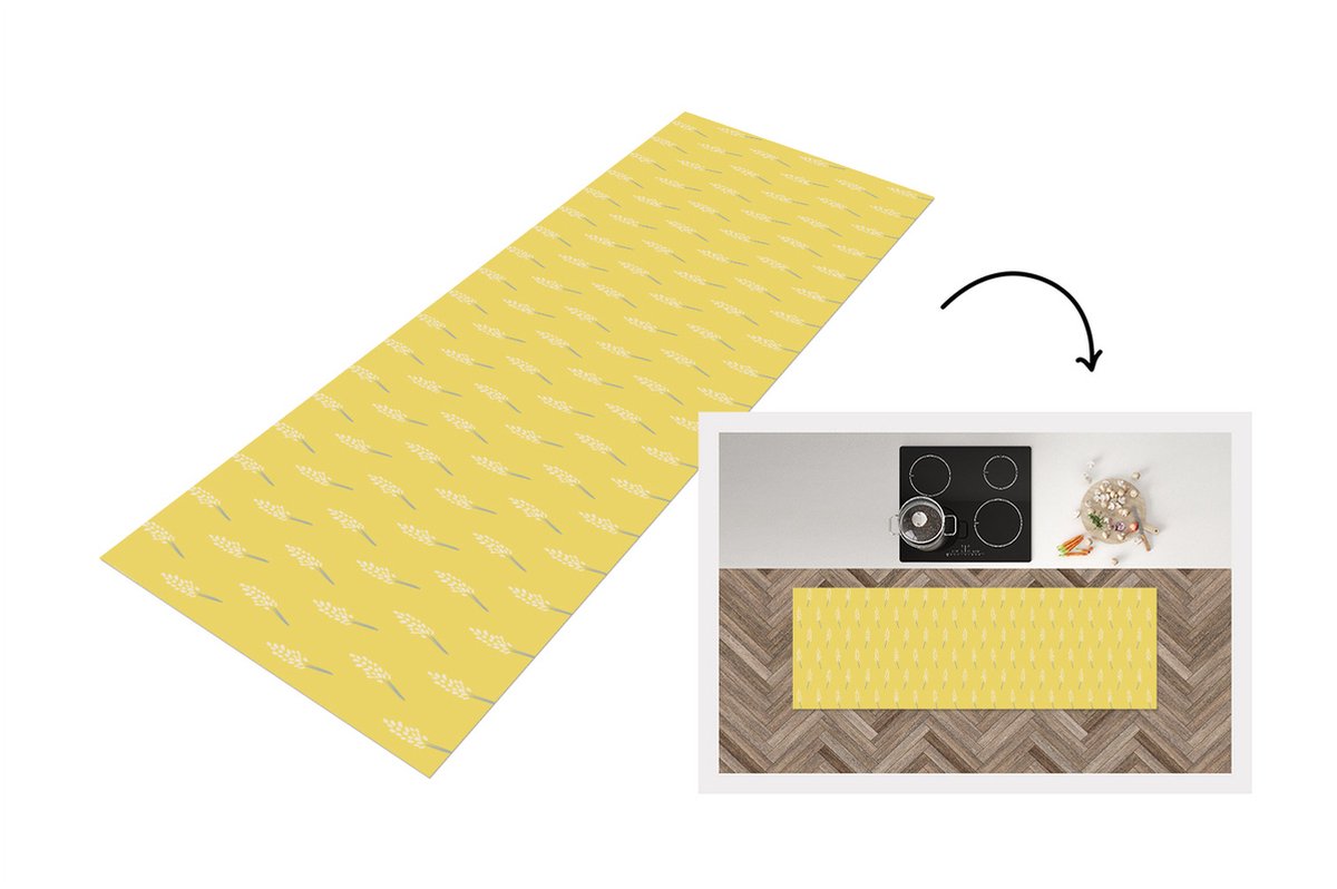 KitchenYeah Keukenloper - Loper keuken - Bloemen - Pastel - Patronen - 180x60 cm - Keukenloper vinyl Multicolor