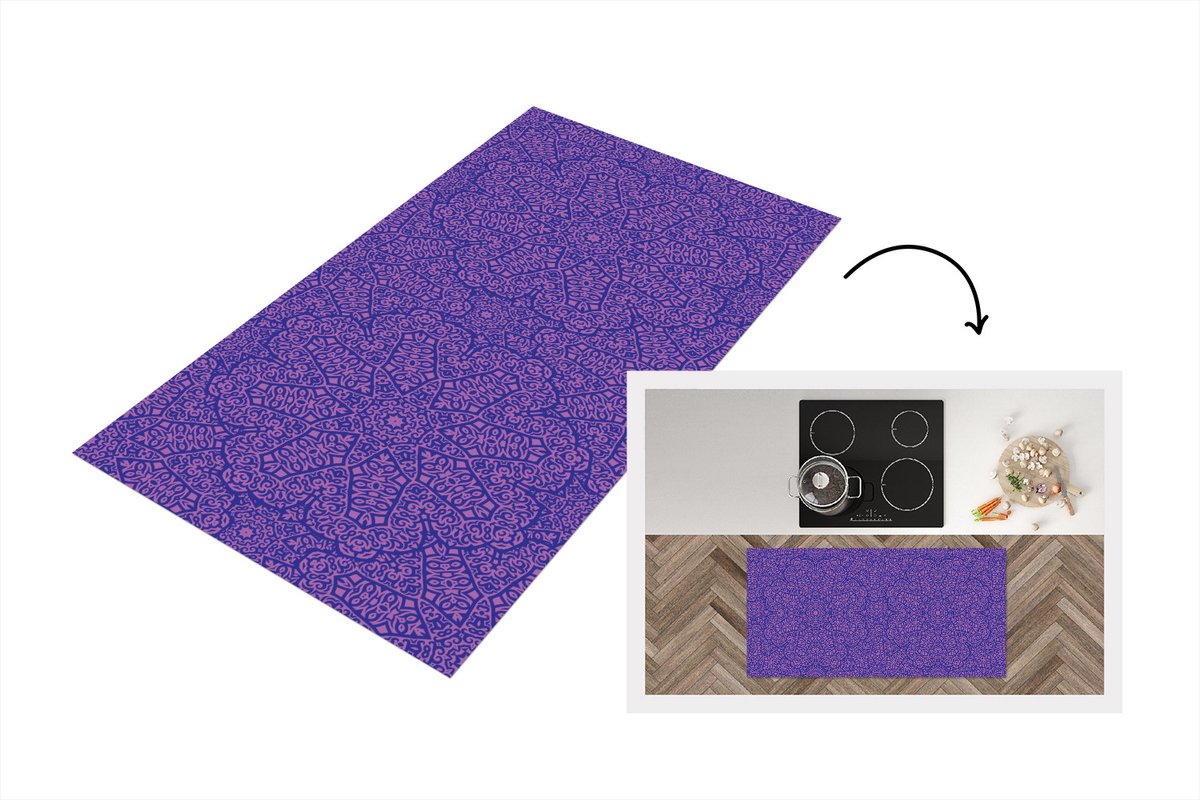 KitchenYeah Keukenloper - Loper keuken - Mandala - Design - Abstract - Bohemian - 120x60 cm - Keukenloper vinyl Multicolor