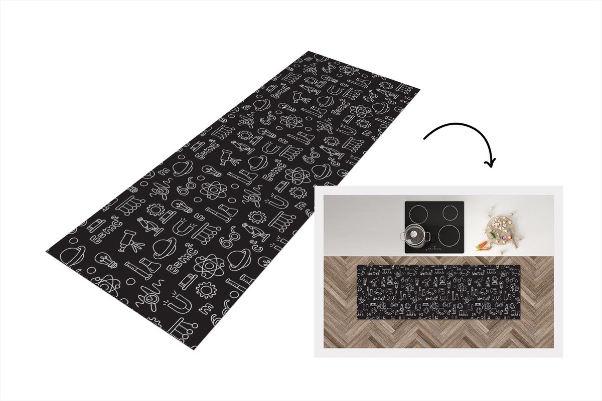 KitchenYeah Keukenloper - Loper keuken - Scheikunde - Symbool - Patronen - Keukenloper vinyl multicolor, foto 7