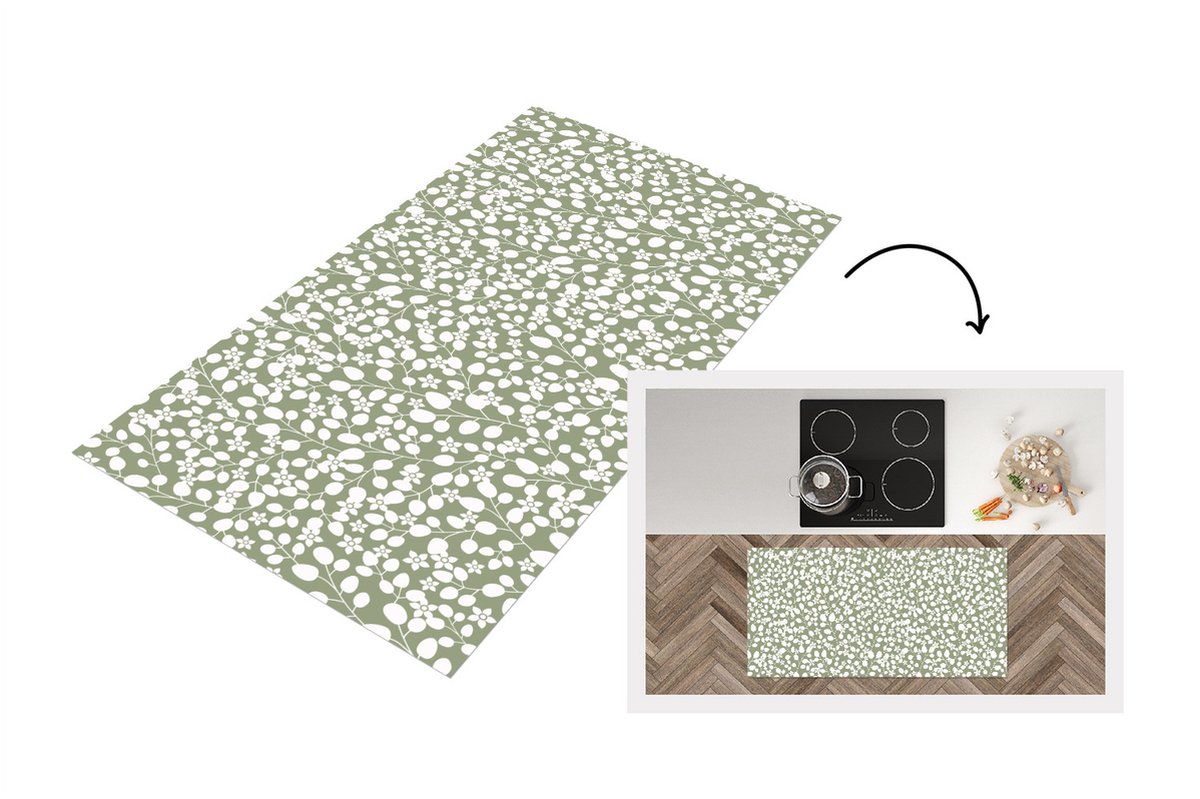 KitchenYeah Keukenloper - Loper keuken - Bloemen - Patronen - Planten - 120x60 cm - Keukenloper vinyl Multicolor