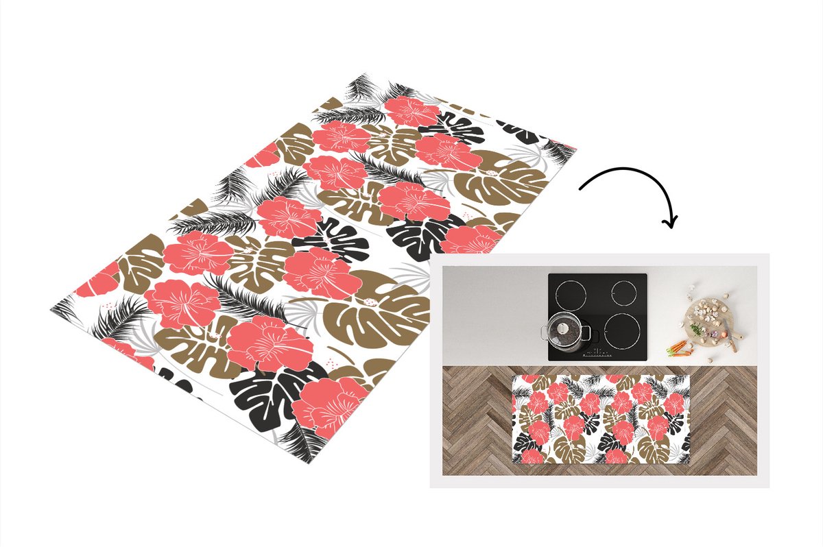 KitchenYeah Keukenloper - Loper keuken - Exotische planten - Patronen - Hawaii - 120x60 cm - Keukenloper vinyl Multicolor