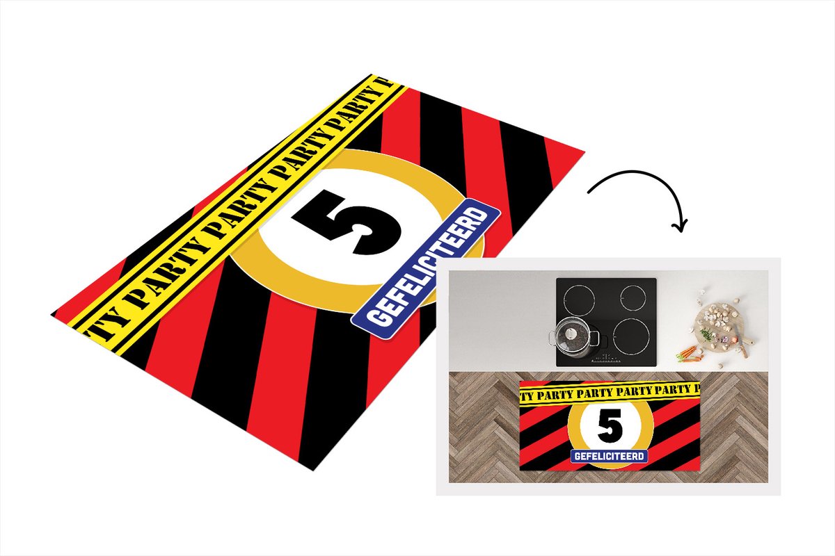 KitchenYeah Keukenloper - Loper keuken - Jubileum - Verjaardag jaar - 120x60 cm - Keukenloper vinyl Multicolor