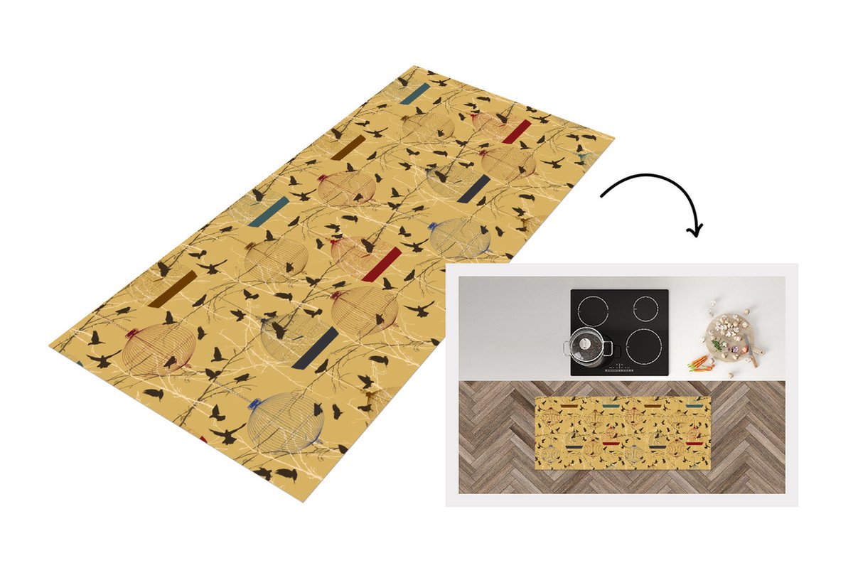 Keukenloper - Loper keuken - Vogelkooi - Vogel - Patronen - 120x50 cm - Keukenloper vinyl
