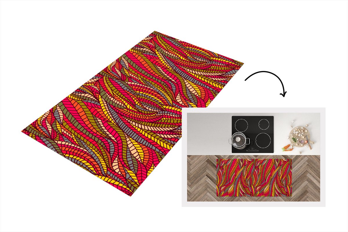 KitchenYeah Keukenloper - Loper keuken - Bladeren - Natuur - Patronen - 120x60 cm - Keukenloper vinyl Multicolor