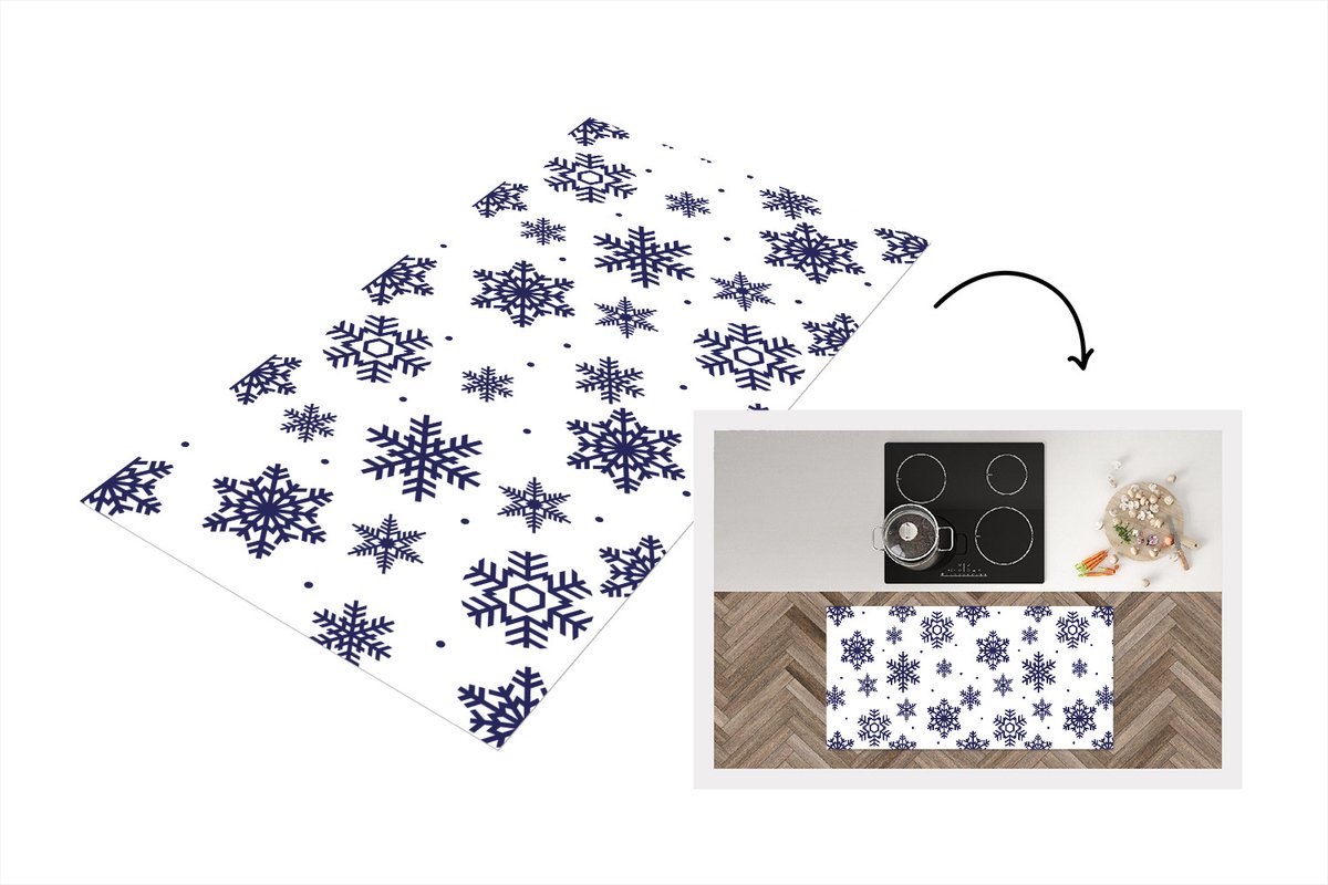 KitchenYeah Keukenloper - Loper keuken - Sneeuwvlok - Winter - Patroon - 120x60 cm - Keukenloper vinyl Multicolor