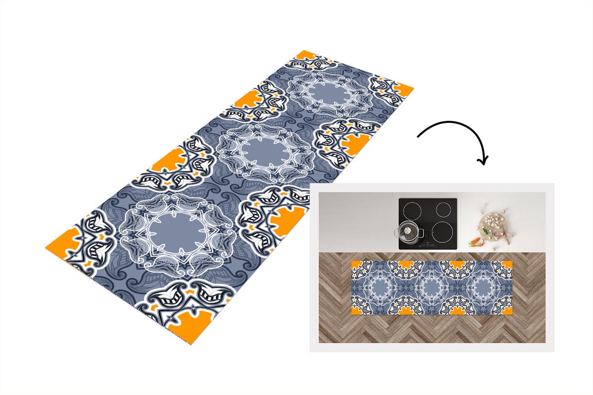 KitchenYeah Keukenloper - Loper keuken - Winter - Abstract - Bloemen - Design - 150x50 cm - Keukenloper vinyl Multicolor