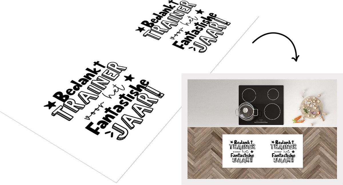 KitchenYeah Keukenloper - Loper keuken - Quotes - Bedankt - Jaar - Trainer - 120x50 cm - Keukenloper vinyl Multicolor