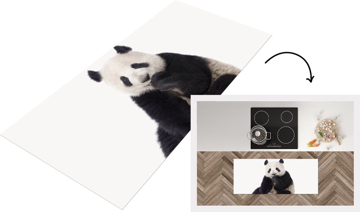KitchenYeah Keukenloper - Loper keuken - Baby Panda - Panda jong - Pandabeertje - Babykamer - Kinderkamer - 120x50 cm - Keukenloper vinyl Multicolor