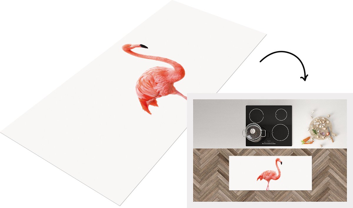 KitchenYeah Keukenloper - Loper keuken - Babykamer - Flamingo - Roze - Meisjes kamer - 120x50 cm - Keukenloper vinyl Multicolor
