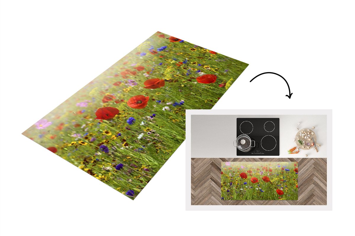 KitchenYeah Keukenloper - Loper keuken - Lente - Bloemen - Kleur - Keukenloper vinyl multicolor, foto 2