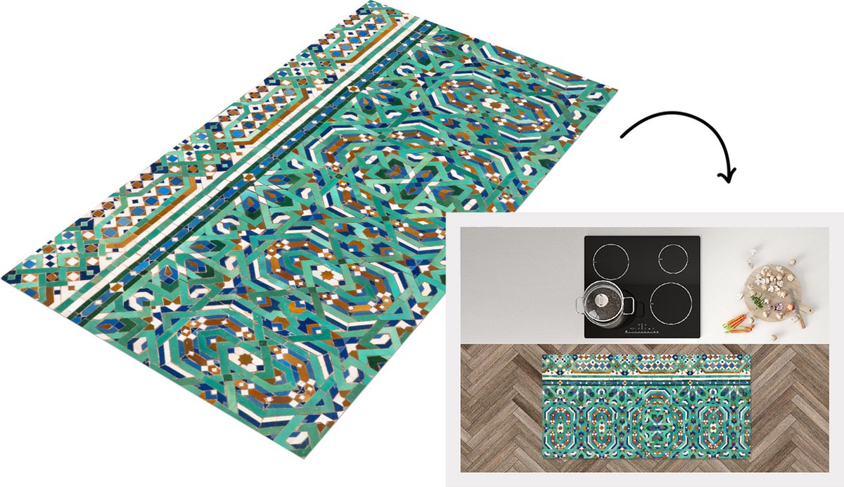 KitchenYeah Keukenloper - Loper keuken - Een traditionele Marokkaanse mozaïekdecoratie - Keukenloper vinyl multicolor, foto 2