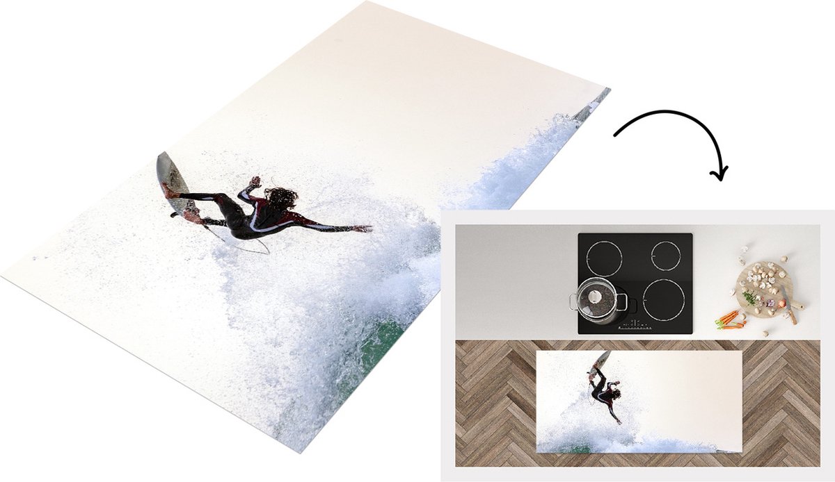 Keukenloper - Loper keuken - Surfer doet een trucje - 120x60 cm - Keukenloper vinyl