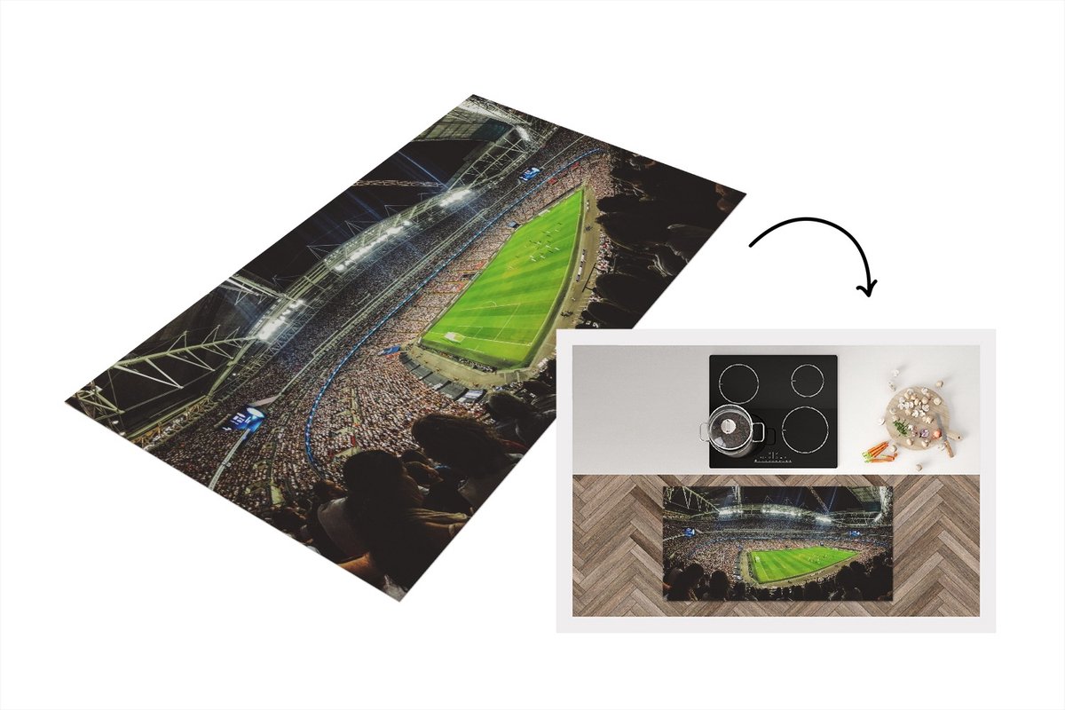 KitchenYeah Keukenloper - Loper keuken - Stadion - Publiek - Voetbal - 120x60 cm - Keukenloper vinyl Multicolor