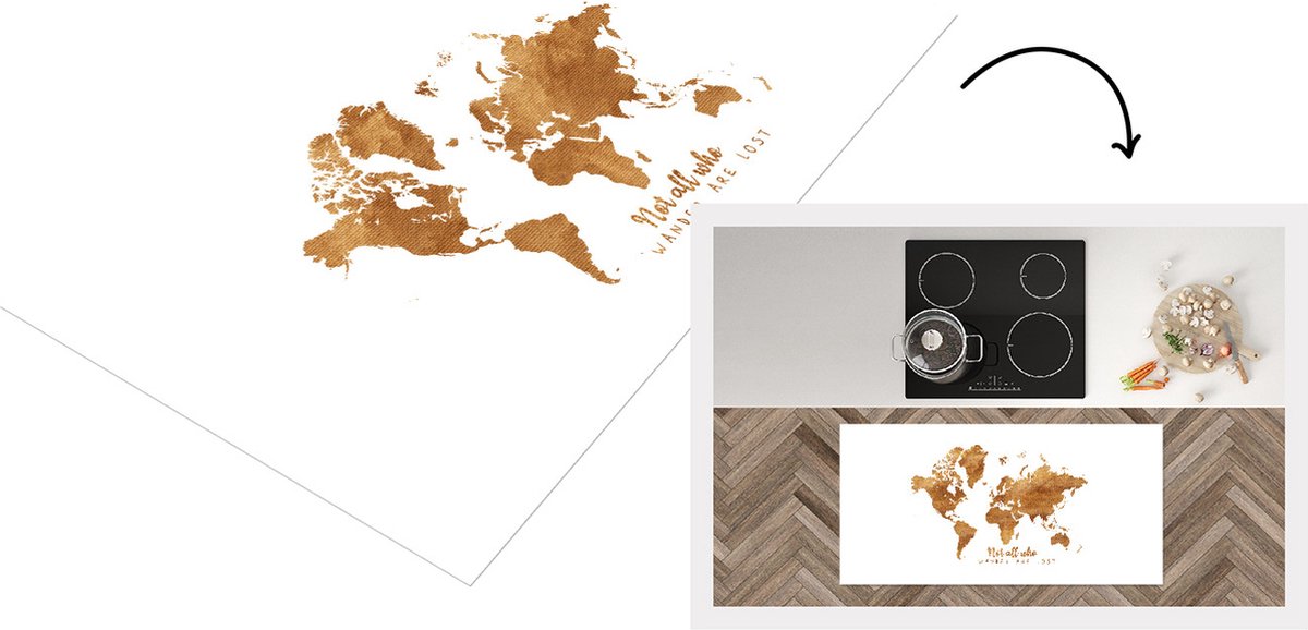 KitchenYeah Keukenloper - Loper keuken - Kaart - Brons - Quote - Keukenloper vinyl, foto 2
