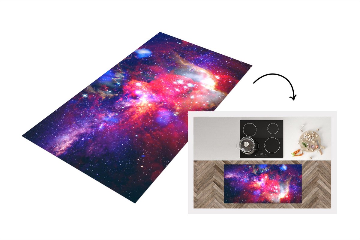 KitchenYeah Keukenloper - Loper keuken - Kleuren - Sterren - Heelal - 120x60 cm - Keukenloper vinyl Multicolor