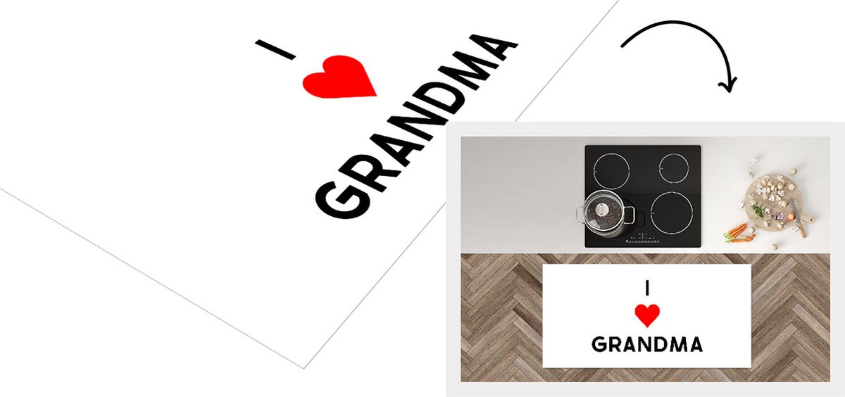 KitchenYeah Keukenloper - Loper keuken - Spreuken - Quotes I Love Grandma - Moederdag - Oma cadeau - 120x60 cm - Keukenloper vinyl Multicolor