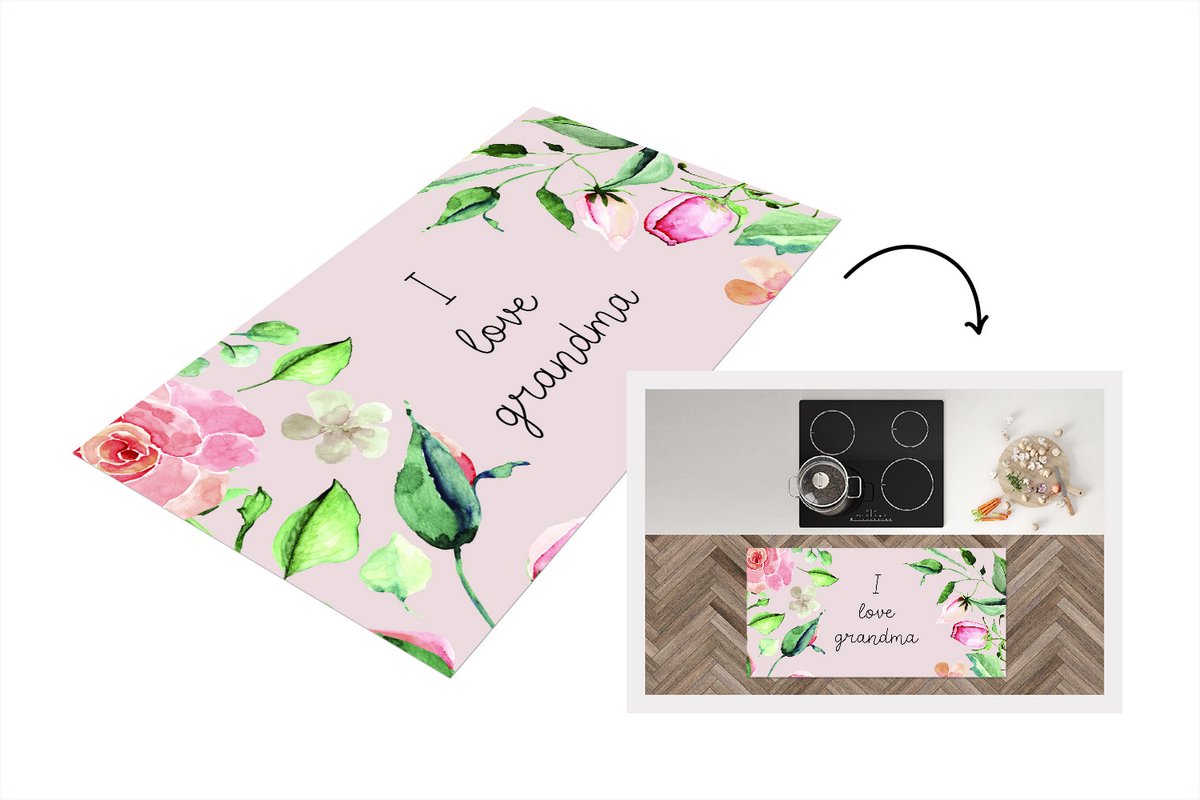 KitchenYeah Keukenloper - Loper keuken - Spreuken - I love Grandma - Quotes - 120x60 cm - Keukenloper vinyl Multicolor