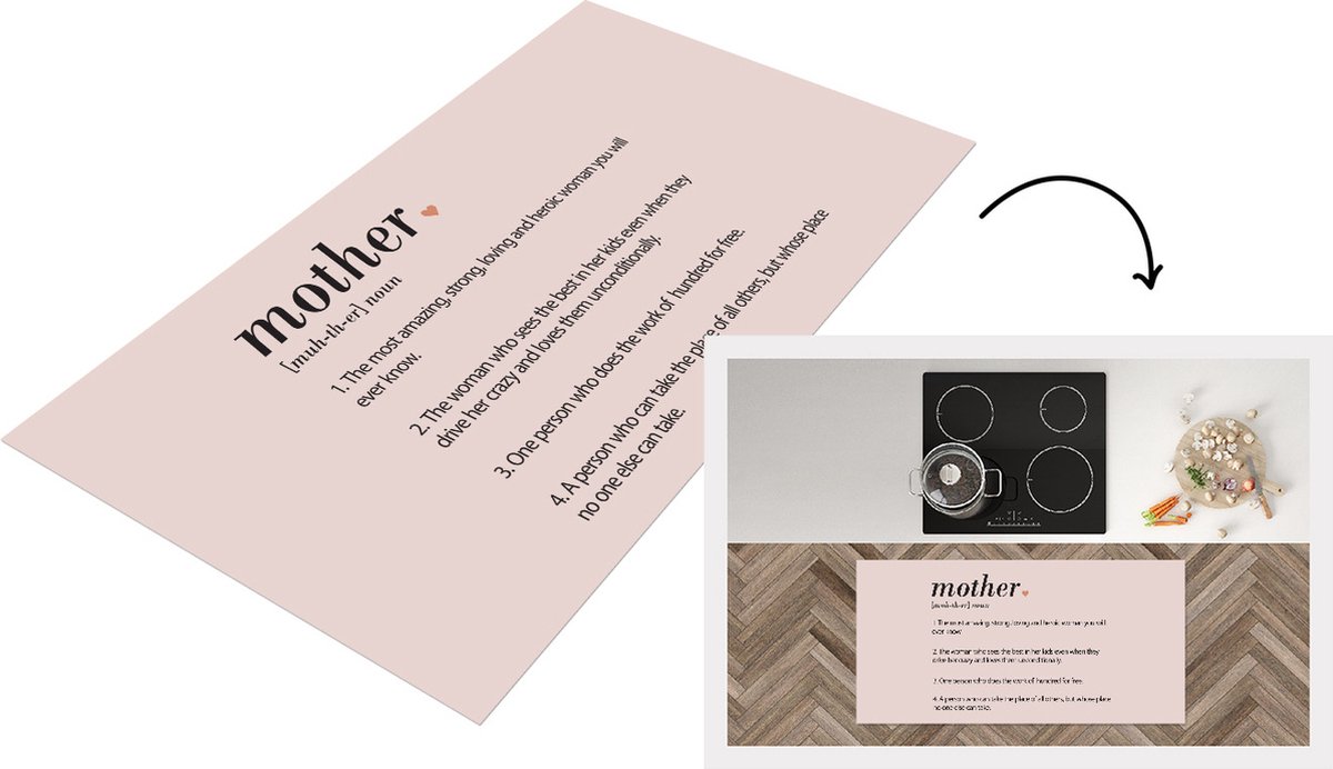 KitchenYeah Keukenloper - Loper keuken - Mother - Spreuken - Mama definitie - Woordenboek - Quotes - 120x60 cm - Keukenloper vinyl Multicolor