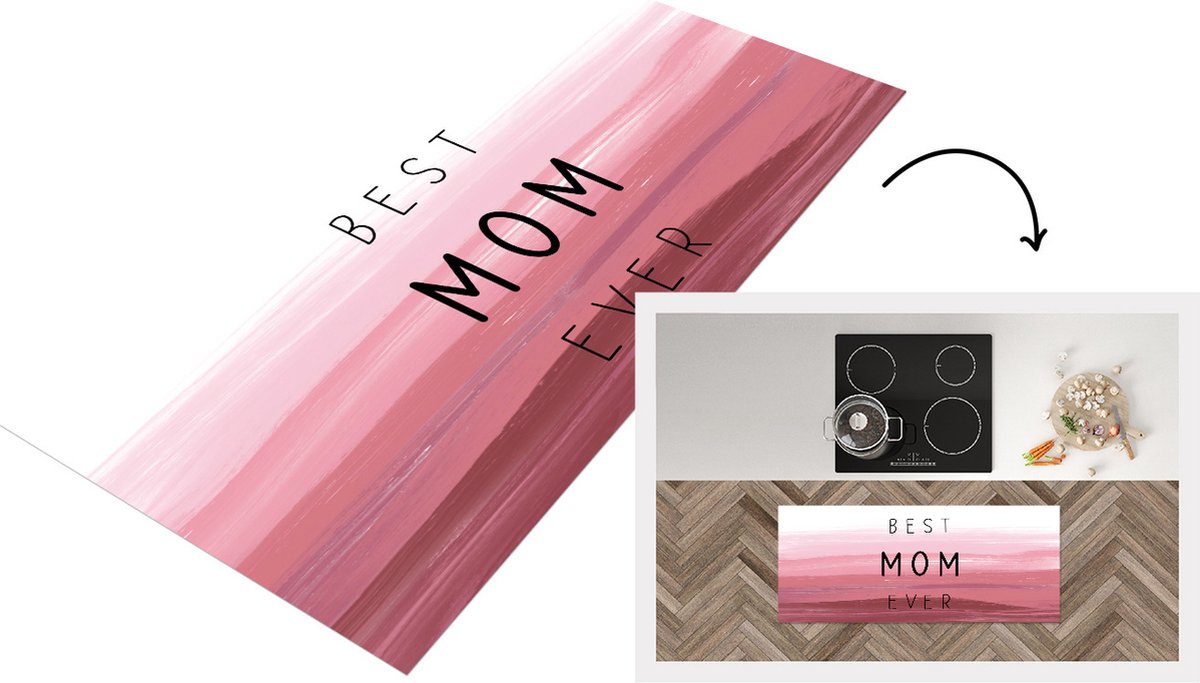 KitchenYeah Keukenloper - Loper keuken - Best mom ever - Mama - Quotes - Spreuken - 120x50 cm - Keukenloper vinyl Multicolor
