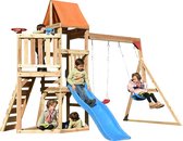 Merax Speeltoestel Tuin met Schommels en Glijbaan - Houten Speeltuig - Speeltoren voor Buiten - Speelhuis Voor Kinderen Vanaf 3 Jaar