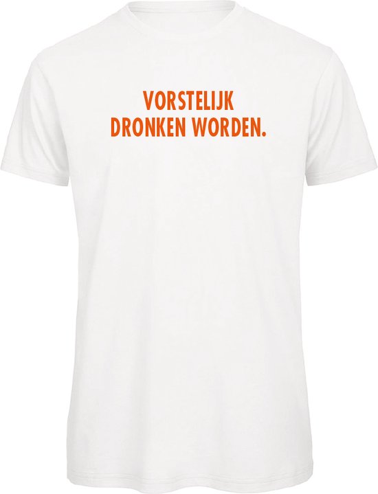 Koningsdag t-shirt wit S - Vorstelijk dronken worden - oranje - soBAD. | Kleding | T-shirt unisex | T-shirt mannen | T-shirt dames | Koningsdag | Oranje