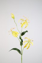 Kunstbloem Gloriosa - topkwaliteit decoratie - Geel - zijden tak - 82 cm hoog
