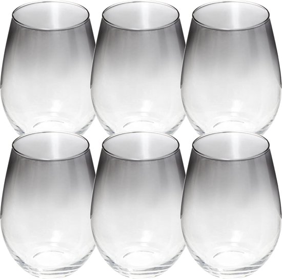 Set van 6x stuks tumbler glazen zwarte rand Sauvage 540 ml van glas - Drinkglazen - Waterglazen