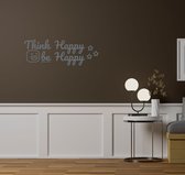 Stickerheld - Muursticker "Think Happy Be Happy" Quote - Woonkamer - Inspirerend - Engelse Teksten - Mat Donkergrijs - 41.3x117cm