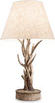 Ideal Lux Chalet - Tafellamp Modern  - Bruin - H:65cm  - E27 - Voor Binnen - Hout - Tafellampen - Bureaulamp - Bureaulampen - Slaapkamer - Woonkamer - Eetkamer