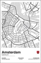 Walljar - Stadskaart Amsterdam Centrum II - Muurdecoratie - Poster