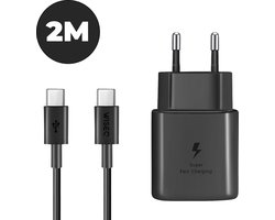 WiseQ USB C Snellader voor Samsung met 2 meter kabel - 25W Snellader - Zwart