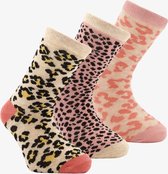 3 paar dames sokken met luipaardprint - Roze - Maat 39/42