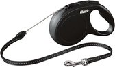 Flexi New Classic Koord - Hondenriem - Zwart - S - 8 m - (<12 kg)